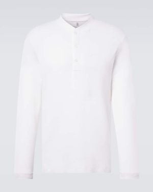 Brunello Cucinelli Top Henley En Coton Et Soie - Blanc