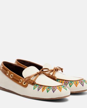 Etro Bestickte Segelschuhe Aus Canvas - Braun