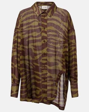 The Attico Zebra-Print Cotton Muslin Shirt - Brown