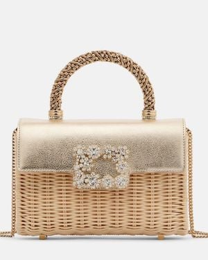 Roger Vivier Jewel Efflorescence Mini Rattan Tote Bag - Metallic