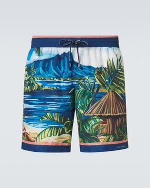 Dolce & Gabbana Printed Swim Trunks - Blue