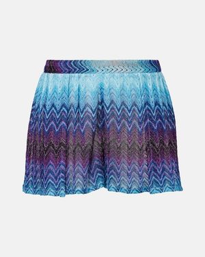 Missoni Shorts Anchos De Lame En Zigzag - Azul