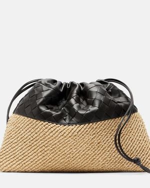Bottega Veneta Dustbag Small Raffia And Leather Pouch - Natural
