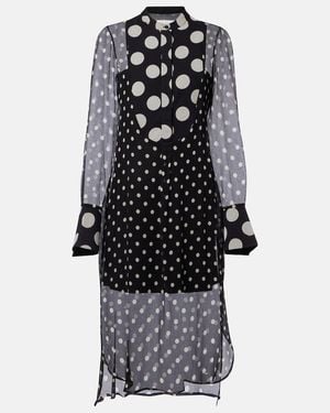 Nina Ricci Midikleid Aus Seide - Schwarz