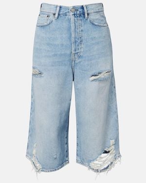 Acne Studios Distressed Denim Bermuda Shorts - Blue