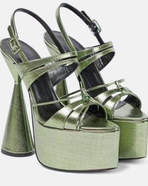 D'Accori Plateausandalen Belle Aus Metallic-Leder - Grün