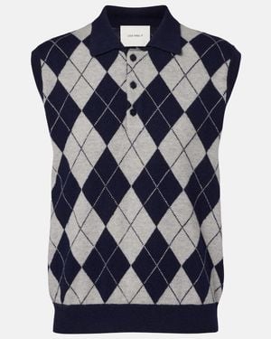 Lisa Yang Riana Argyle Cashmere Jumper Vest - Blue