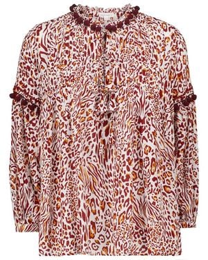 Poupette Clara Leopard-print Blouse - Red