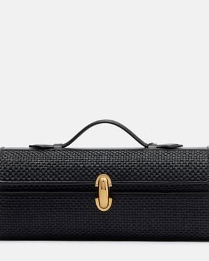 SAVETTE Symmetry Slim Raffia Top-Handle Bag - Black