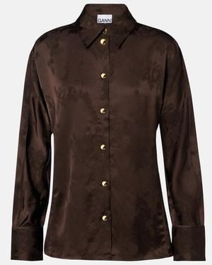 Ganni Hemd Aus Satin-Jacquard - Braun