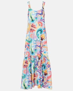 Etro Printed Cotton And Silk Maxi Dress - White