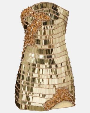 Rachel Gilbert Ariel Embellished Bustier Dress - Metallic