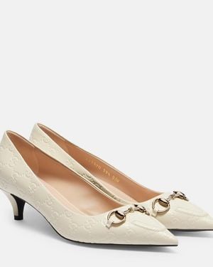 Gucci Erin Gg Horsebit Leather Court Shoes - Natural