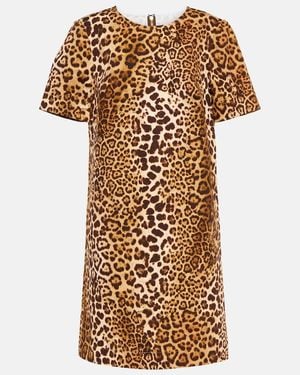 Carolina Herrera Leopard-print Cotton-blend Minidress - Metallic