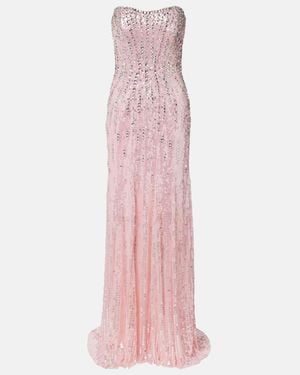 Jenny Packham Sarai Embellished Bustier Gown - Pink