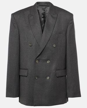 Wardrobe NYC Double-Breasted Wool Blazer - Black