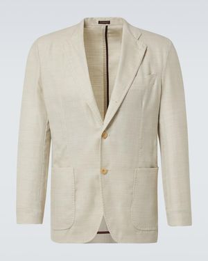 Rubinacci Herringbone Wool, Silk, And Linen Blazer - Natural