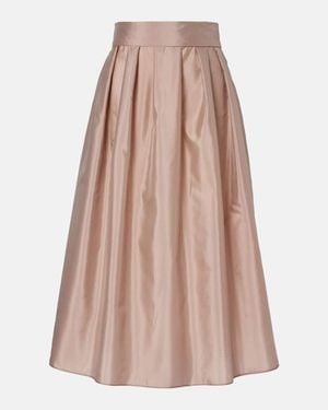 Max Mara Effetto Pleated Taffeta Midi Skirt - Pink
