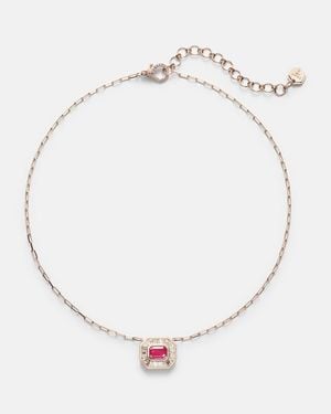 SHAY Collar Halo Mini De Oro Rosa De 18 Ct Con Diamantes Y Rubi - Blanco