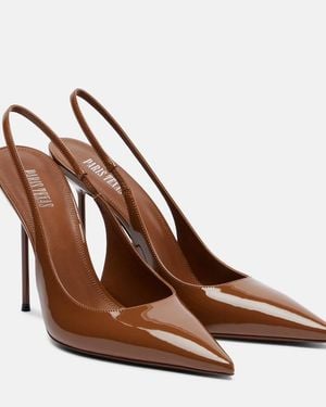Paris Texas Lidia 105 Patent Leather Slingback Pumps - Brown