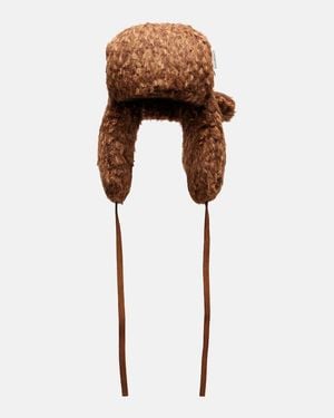 Ruslan Baginskiy Logo Suede-Trimmed Aviator Hat - Brown