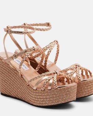 Jimmy Choo Alpargatas Nyra De Piel Metalizada Con Cuna Y Plataforma - Marrón