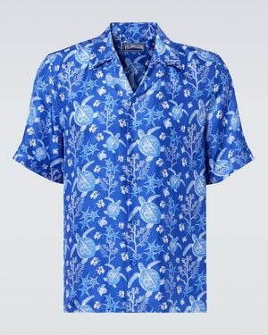Vilebrequin Charli Printed Silk Bowling Shirt - Blue