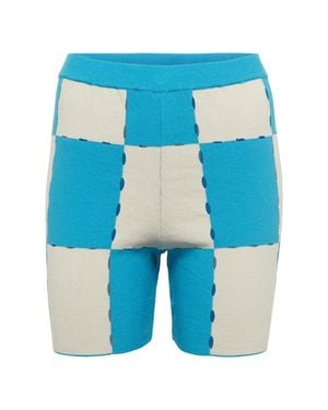 Jacquemus Gelato Checked Cotton-blend Shorts - Blue