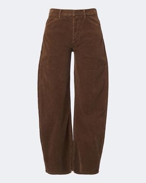 Nili Lotan Tribeca Corduroy Barrel-Leg Trousers - Brown