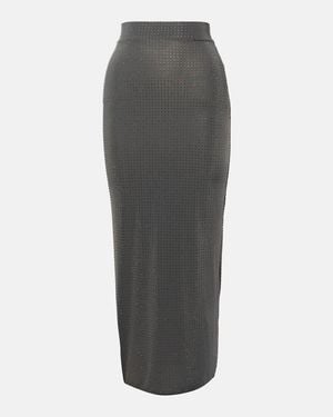 Alex Perry Embellished Jersey Midi Skirt - Grey