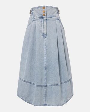 Zimmermann Wandlerlust Denim Midi Skirt - Blue