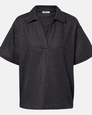Asceno Modena Wool And Cashmere Flannel Polo Shirt - Black