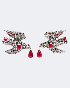 Saint Laurent Clip-Ohrringe Dove Mit Kristallen - Rot
