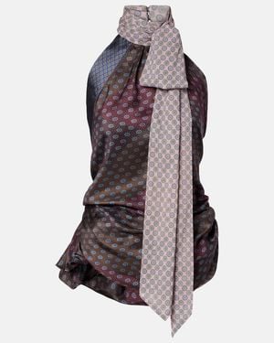 Dries Van Noten Printed Halterneck Silk Top - Brown