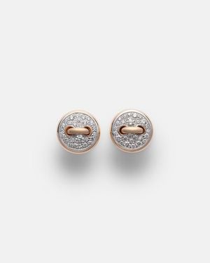 Pomellato Pendientes Pom Pom Dot De Oro Rosa De 18 Ct Con Diamantes - Blanco