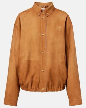 Miu Miu Suede Blouson Jacket - Brown