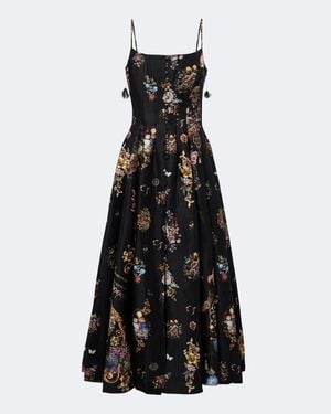 CAMILLA Floral Linen And Silk Maxi Dress - Black
