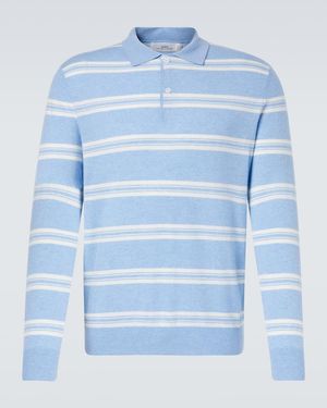 arch4 Mr Swansea Striped Cashmere Polo Jumper - Blue