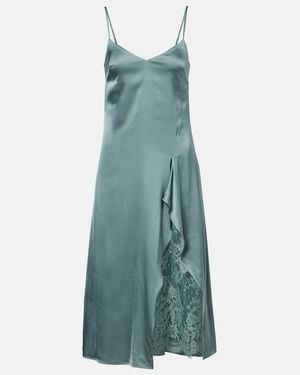 Acne Studios Lace-Trimmed Satin Slip Dress - Green