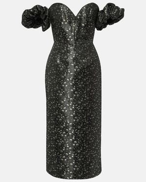Markarian Adelaide Metallic Brocade Midi Dress - Black