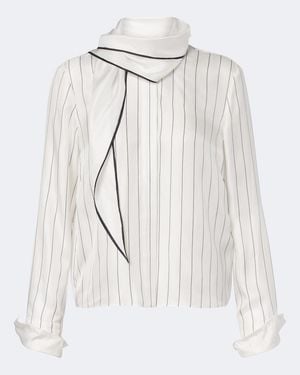 Dorothee Schumacher Stripes With A Twist Silk Twill Blouse - White