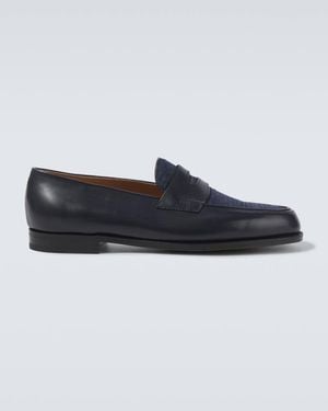 John Lobb Loafers Lopez Aus Leder Und Denim - Blau