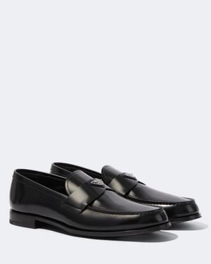 Prada Logo Leather Loafers - Black