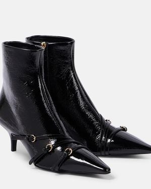 Miu Miu Patent Leather Ankle Boots - Black