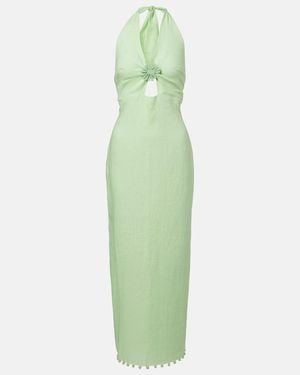 Cala De La Cruz Vestido Midi Orly De Lino - Verde