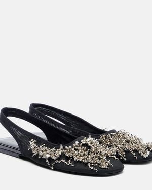 Dries Van Noten Embellished Slingback Flats - Black