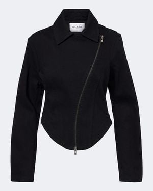 Alaïa Bikerjacke Aus Denim - Blau