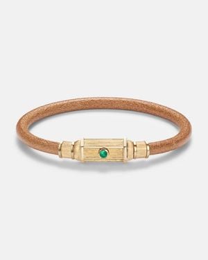 Marie Lichtenberg Lasso 18Kt And Leather Bracelet With Emeralds - White