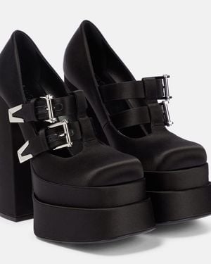 Versace Aevitas Satin Bondage Buckle Double Platform - Black
