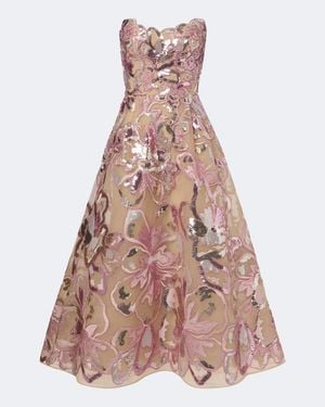 Elie Saab Embellished Tulle Bustier Dress - Pink